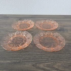 Jeannette Cherry Blossom Pink Depression Glass Saucers 4pc 2x 5.5” & 2x 6”