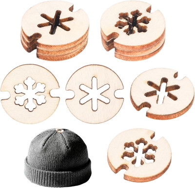 60stk Mützen-Pompons, Handgefertigte, Abnehmbare Knöpfe aus Holz für Mützen idea