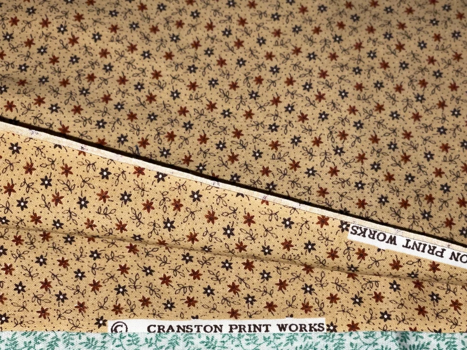 2/3 码复古小花卉印花雏菊深红色棕色棉织物 Springs 出品 — 第 3/4 张图片