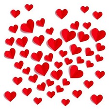 120 Pcs 3D Heart Wall Stickers Valentines Day Wall Decorations Waterproof Red