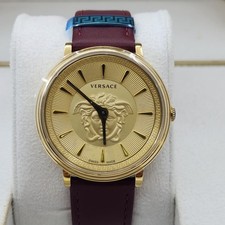 Versace V-Circle Medusa 38mm Steel Gold Dial Women's Watch VE8103821 Swiss Made 
