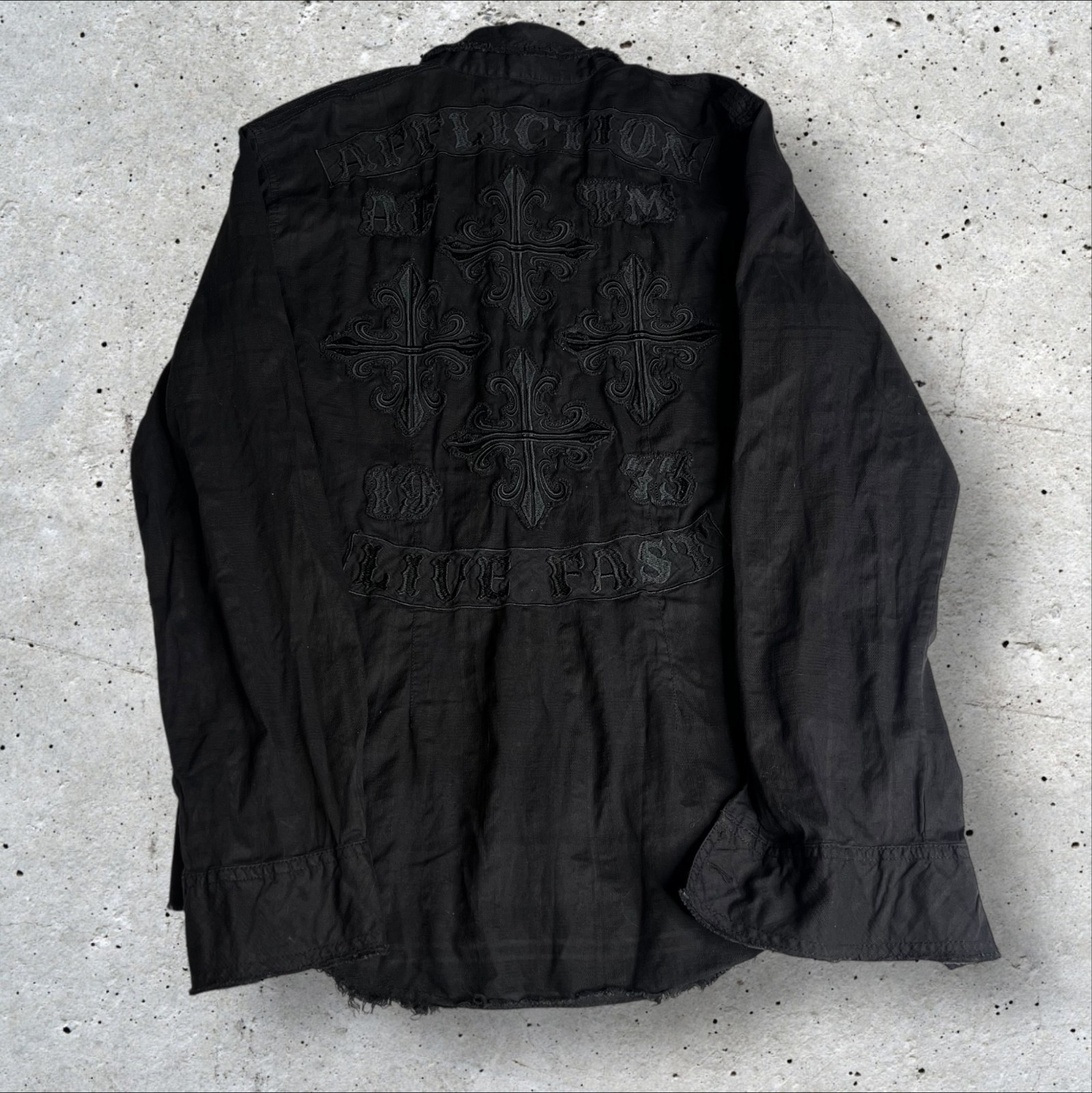 Affliction Black Premium Button Down Embroidered … - image 1