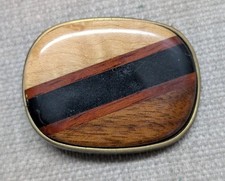 vintage WOODEN belt buckle WESTERN handcrafted HIPPIE boho COWBOY brown