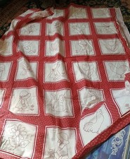 VTG  RARE Red Quilt Fabric Faye Liverman Burg...