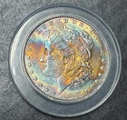 1897 Beautiful Rainbow Toned Silver Morgan Dollar - AU Condition