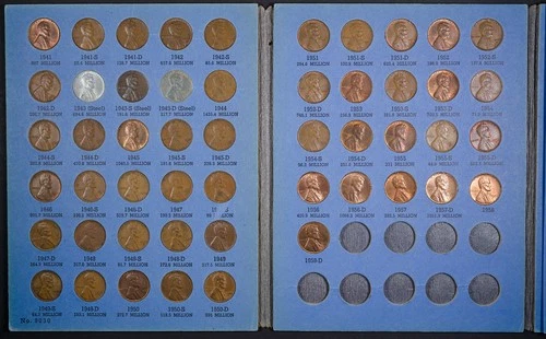 1941-58 PDS Lincoln Wheat Cent Set - 51 Coins total