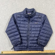 Patagonia Kids Sz 5T Duck Down Sweater Jacket Blue Puffer Full Zip Coat Read