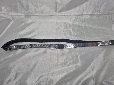 Vintage 70s Silver & Black Fish Scale Metal Belt 36''