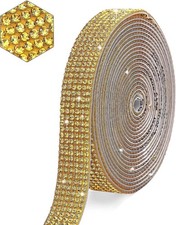 3 Yards of Self-Adhesive Gold Bling Rhinestones - Perfect for Crafts  Weddings