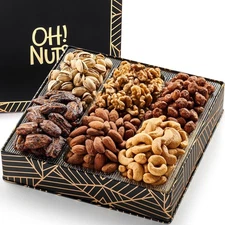 6 Section Nuts Gift Basket - Gourmet Assorted Nut Gifts Baskets - Healthy Nut...