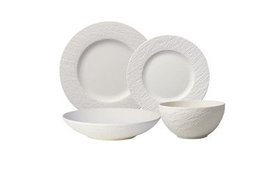 4-Piece Manufacture Rock Blanc White Porcelain Place Setting