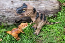 Vintage Toys R Us T Rex Dinosaur Toy Plastic 17"  11" Bundle Lot Of 2