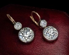 3Ct Round Cut Diamond Lab Created Drop Dangle Earring's 14k Yellow Gold Plated