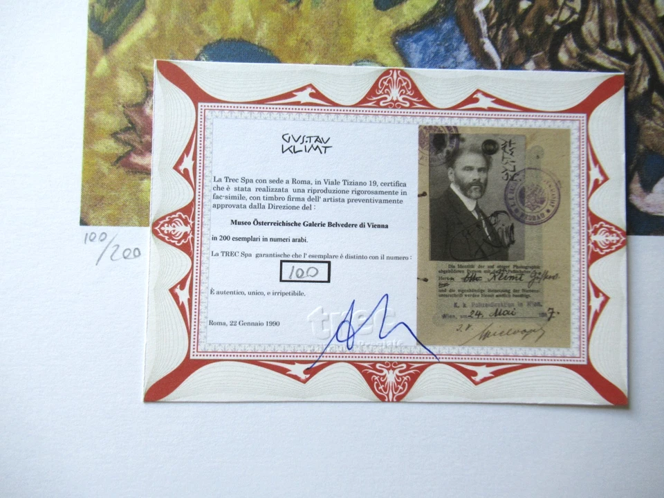 GUSTAV KLIMT: Schöne Lithographie limitiert 200 Exemplare, signiert, 50x70cm - Bild 4 von 4