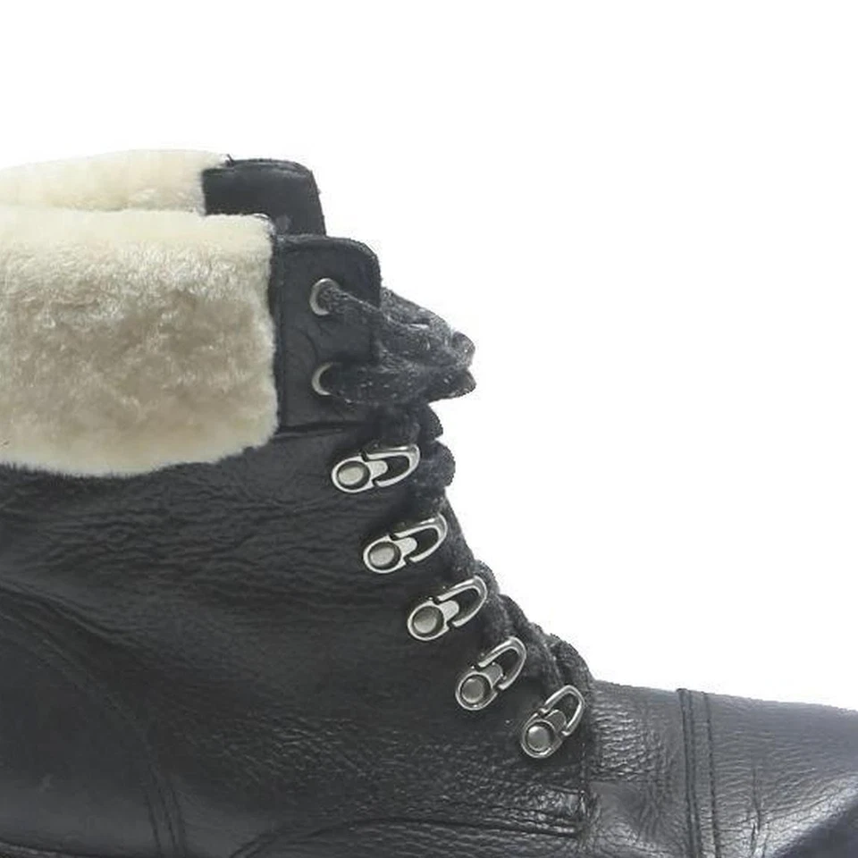 FRYE Bottines Cuir Noires à Lacets, Pliage Cheville, UK 9,5, Hiver Chaud - Photo 2/4