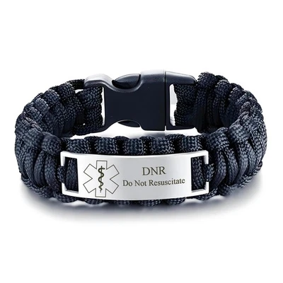 Paracord Armband mit medizinischem Warn-ID-Tag DNR Armbänder nicht wiederbeleben - Bild 1 von 4