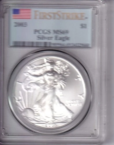 2003 American Silver Eagle PCGS MS69 First Strike Flag Label