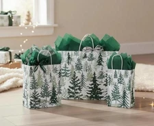 SNOWY PINES Design Gift Paper Bag Choose Size & Package Amount