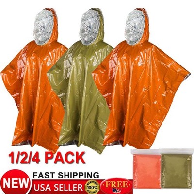 Unisex Adult Waterproof Raincoat Reusable Emergency Poncho Rainwear Camping Gear