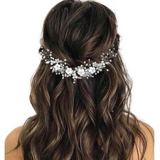 Flower Bride Wedding Hair Vine Crystal Bridal Headpieces Pearl Accessories
