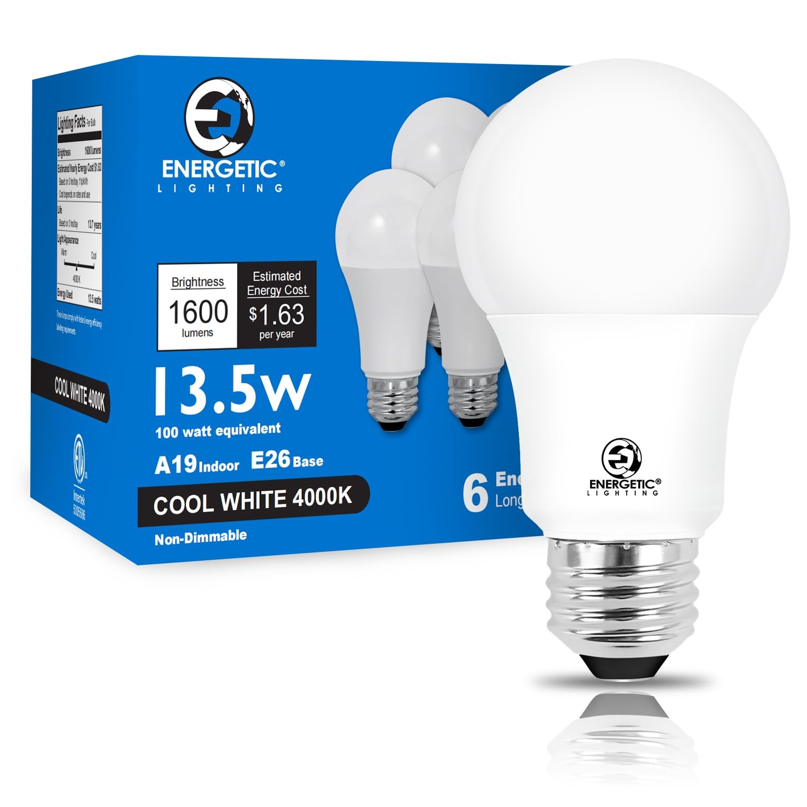 100 Watt Equivalent, 1600lm Super Bright, Non-dimmable Cool 