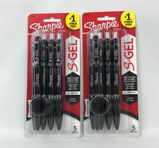 Sharpie 5 Pack S Gel Pens Fine Point 0.5mm Black Ink - Lot of 2