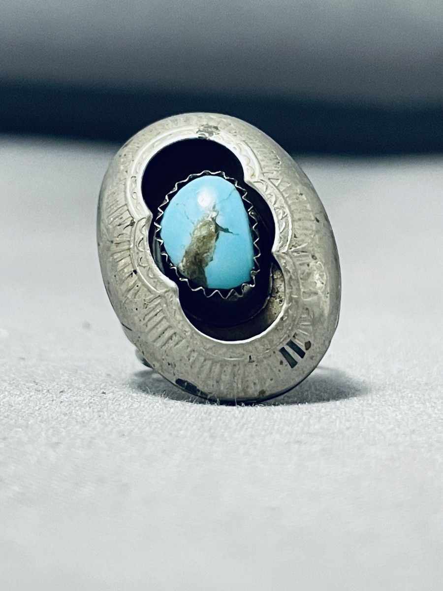 Superior Vintage Native American Navajo Kingman Turquoise Sterling Silver Bracelet Superior Vintage Native American Navajo Kingman Turquoise Sterling Silver Bracelet