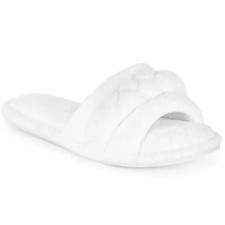 Charter Club White Memory Foam Braided Detail Open Toe Slipper Size XL