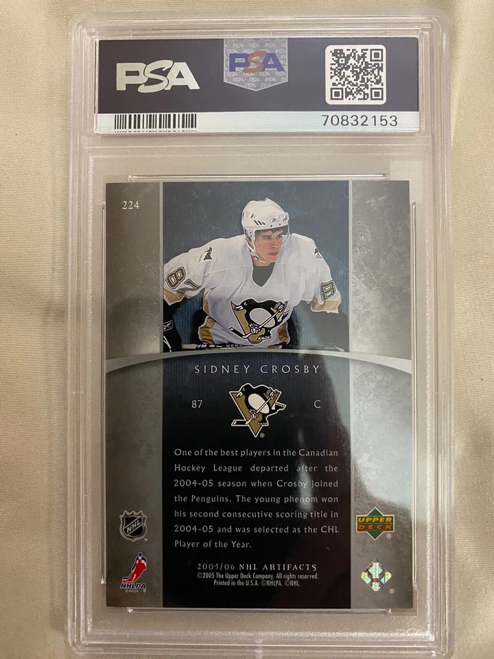 2005-06 Sidney Crosby UD Artifacts Rookie RC #/750 PSA 8 Near Mint Penguins - Image 2 of 2