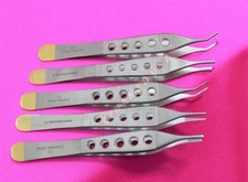 5 PREMIUM GOLD HANDLE ADSON TISSUE+BROWN+DRESSING FORCEPS 4.75" STRAIGHT+CURVED