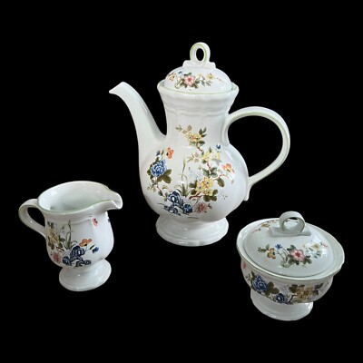 Mikasa Heritage Imari Bouquet Coffee Tea Set: Pot w/ Lid, Creamer & Sugar w/ Lid
