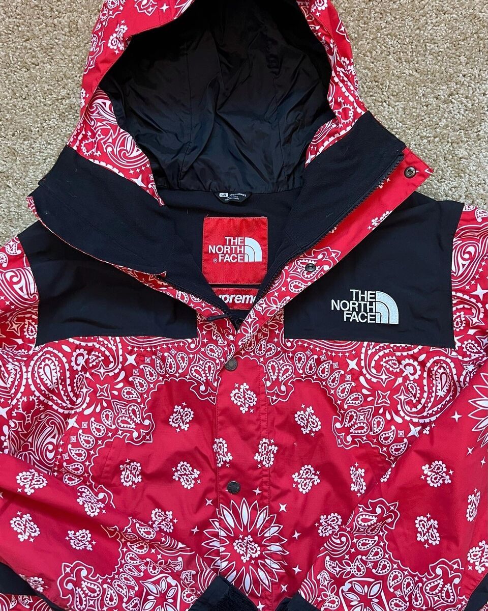 Supreme 2014 The North Face Bandana Mountain Jacket Red Size Large Authentic