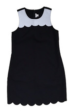 J. Crew Women Sleeveless Shift Dress Scalloped Bodice Black White Size 6