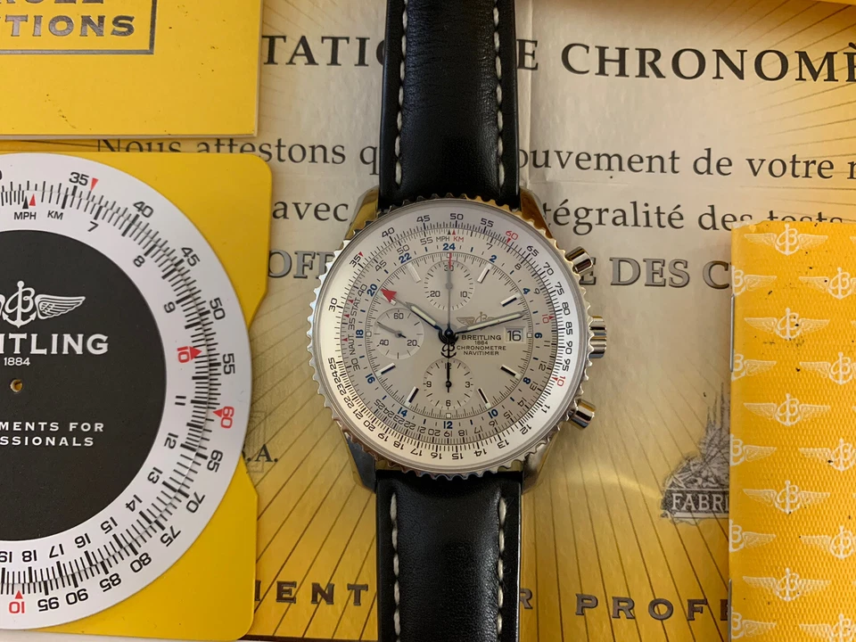 Breitling Navitimer World A24322 2007 White Dial Komplett Set - Bild 1 von 4