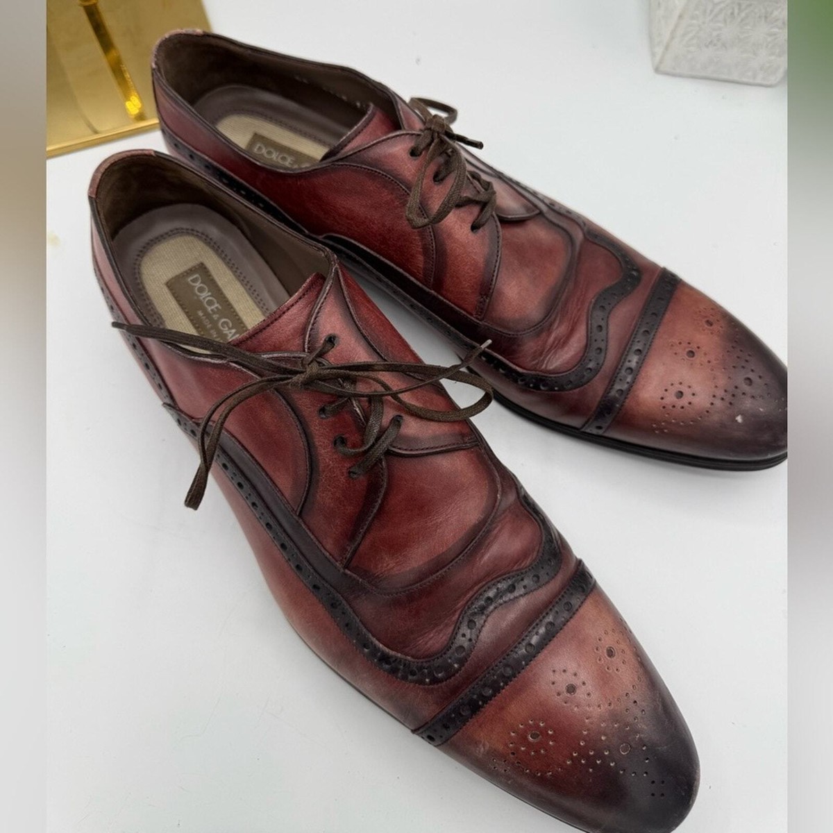 Dolce & Gabbana Brown Leather Lace Up Derby Dress Shoes Dolce & Gabbana Brown Leather Lace Up Men Derby Dress Men main image 3