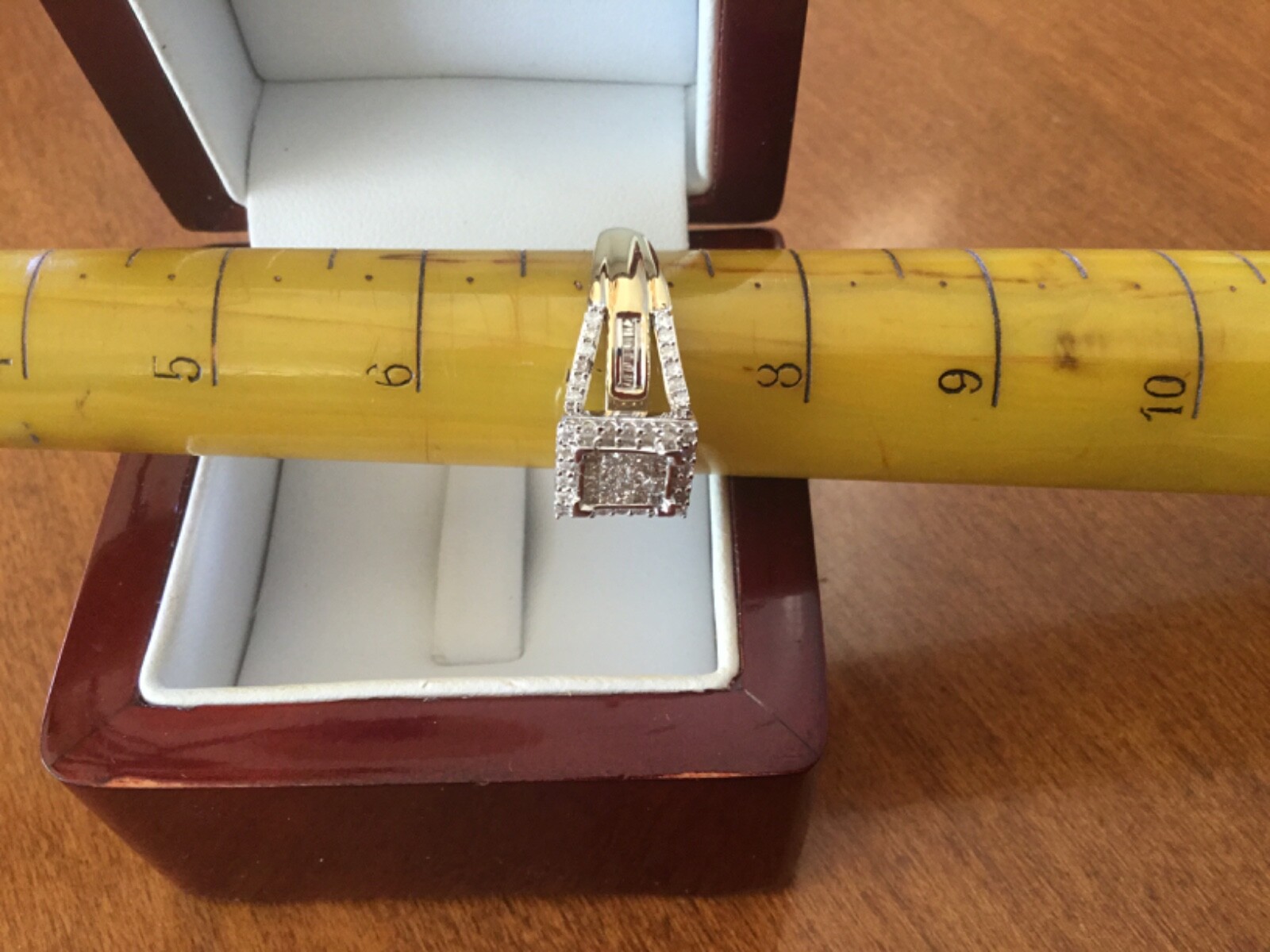 10K SOLID YELLOW GOLD SQUARE DIAMONDS CLUSTER RIN… - image 2