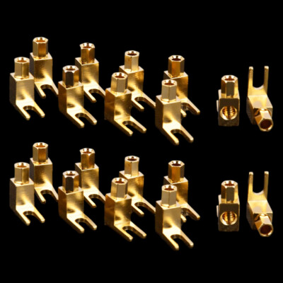 20 Pcs Gold Plated Spade Banana Plug Audio Speaker Cable Connector Adapter US