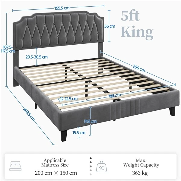 Double headboard 2024 size in cm