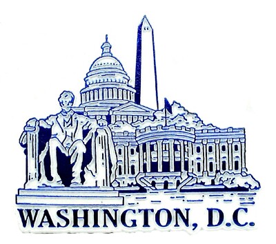 Washington D.C. Montage Blue and White Fridge Magnet