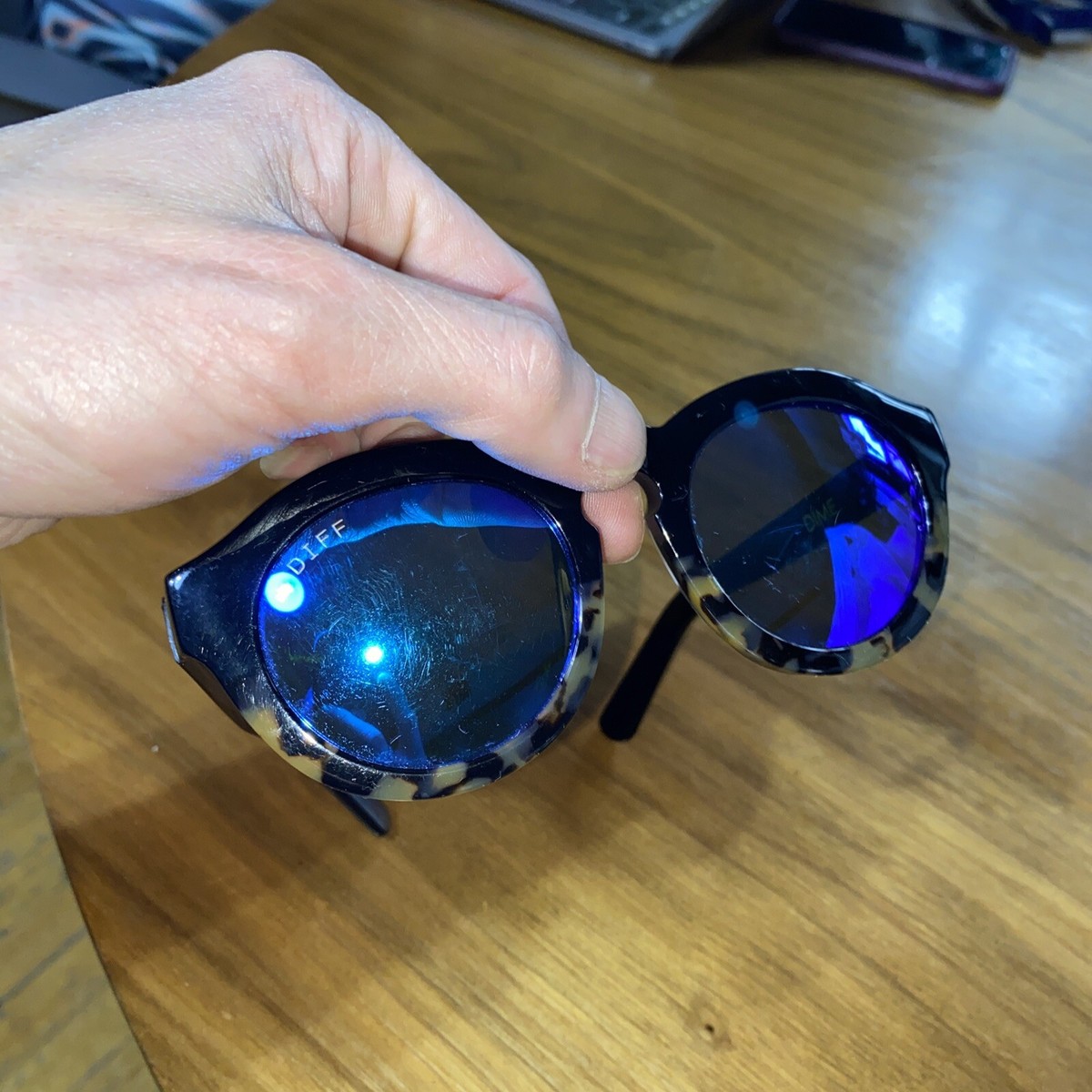 DIFF Eyewear Tortoise Frame DIME-BU02 Mirrored Lens  display picture 1