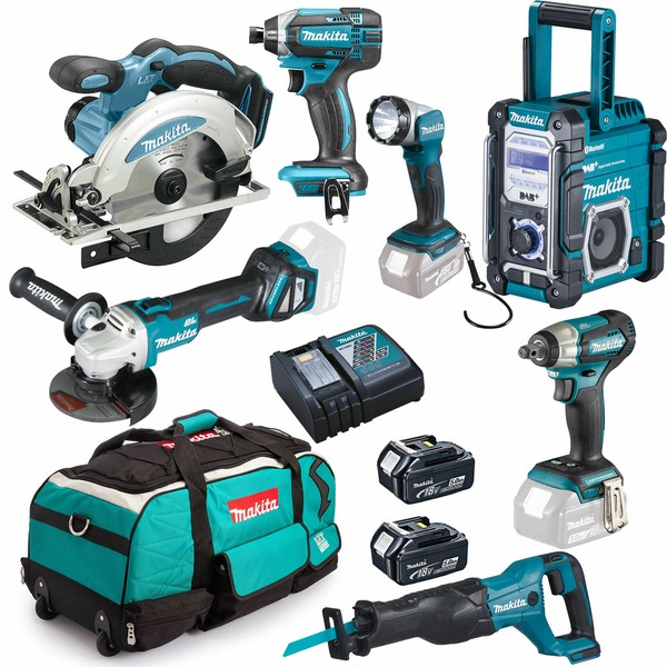 Makita Set - 18V Combo Kit Akku Werkzeug Akkuschrauber Schlagschrauber +++-image