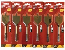 6 ACE QUICK CHANGE 1-1/2" SPADE PADDLE FLAT WOOD BORING DRILL BITS HEX SHANK
