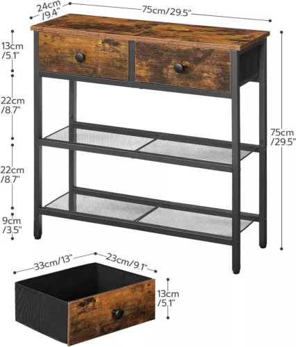 Konsolentisch Flurtisch mit Schublade Sofatisch 75 x 24 x 75 cm für Eingang - Bild 4 von 9