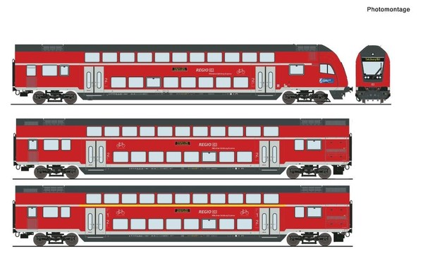 Roco 6210144, 3Tlg. Set Doppelstockwagen, DB Ag, Innenbeleuchtung, Neu & Ovp, H0-image