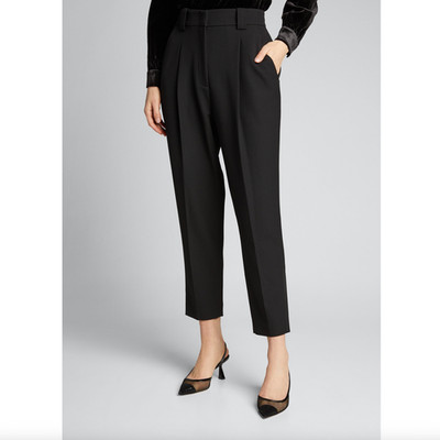 A.L.C. Colin High-Rise Ankle Pleated Trouser Pants Size 6 - Black Crop Length