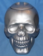 Silver Skull Ceramic Cookie Jar 8" 2011
