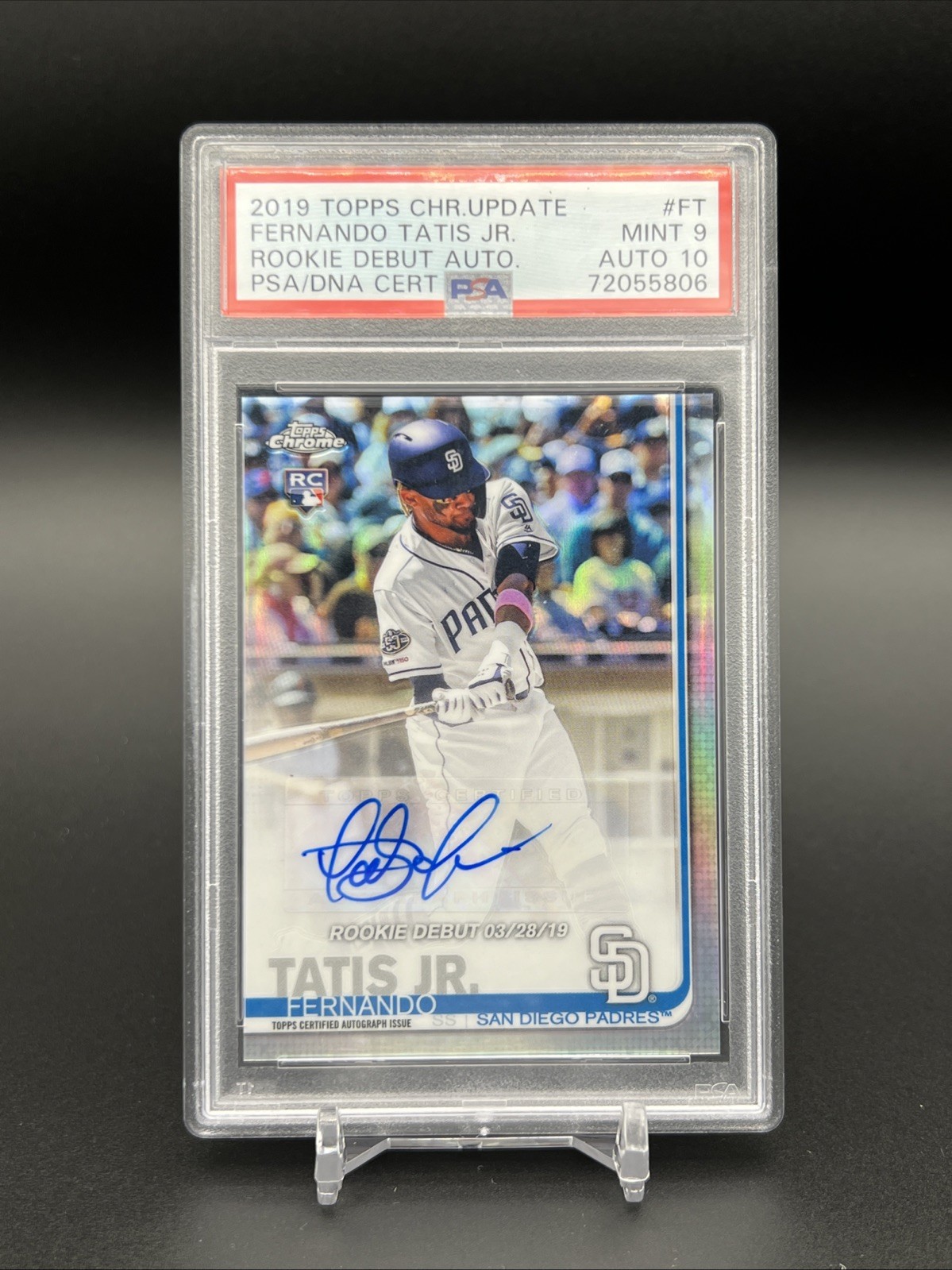 🔥👀 2019 Topps Chrome Update Fernando Tatis Jr .Rookie Debit Auto PSA 9 👀🔥