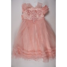 Girls Tulle Formal Gown Beaded Sequin Princess Dress Pink Solid 160 NWT