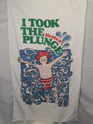 Vintage Nestea ''I Took The Plunge'' Beach Towel R.A. Briggs USA Made!