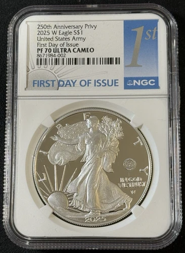 2025-W Proof American Eagle US Army 250th Privy Mark NGC PF70 First Day Issue!